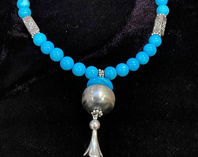 Turquoise Navajo Pearl Necklace Pendant