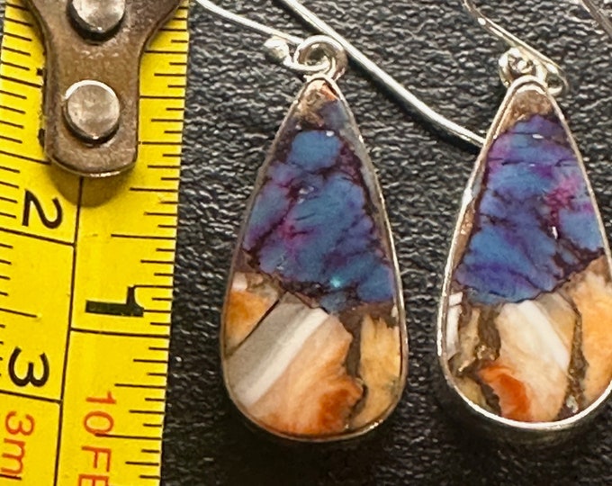 Spiny Oyster Purple Red Orange Sterling Silver Earrings