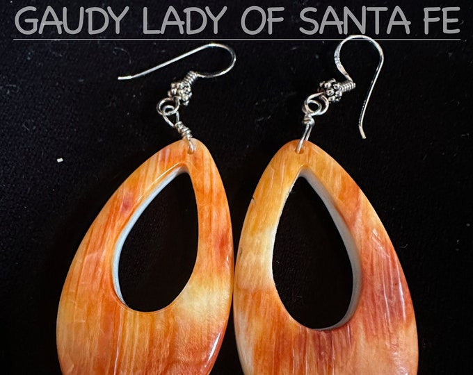 Orange Spiny Oyster Dangle Earrings