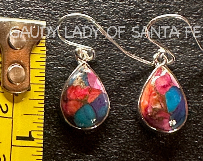 Spiny Oyster Teardrop Earrings Sterling Silver
