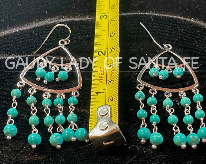 Silver Turquoise Dangle Earrings, pair 5e