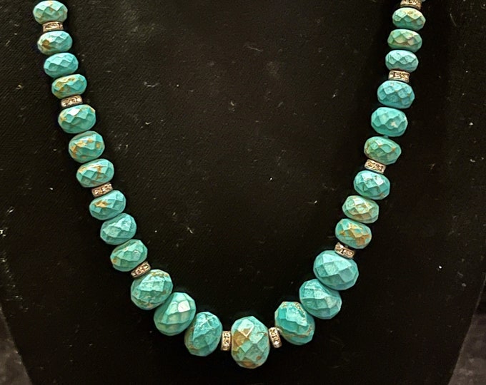 Turquoise Necklace Rhinestone Trim
