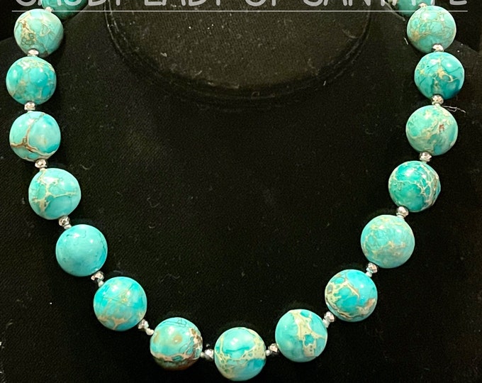 Turquoise Rounds with Hematine Trim