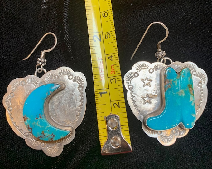 Turquoise Boot Moon Earrings (Kicking the Moon)
