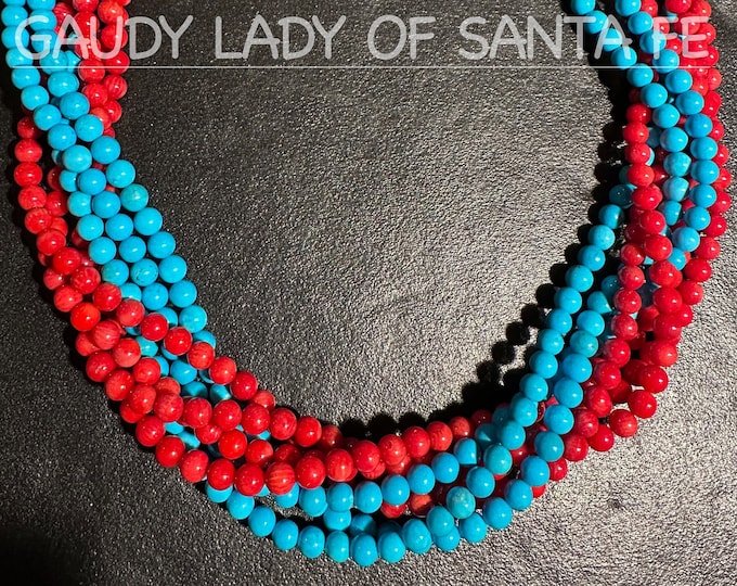 Coral Turquoise 7 Strand Necklace