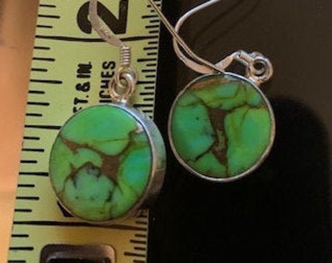 Mohave Green Turquoise Copper Matrix Dangle Earrings