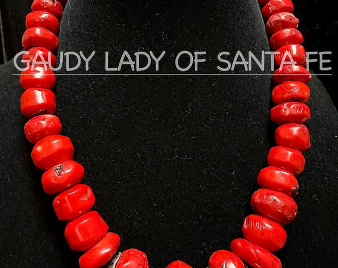 Red Chunky Coral Long Graduated Necklace