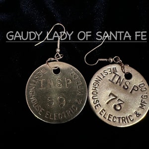 Vintage Brass Inspection Coin Earrings from Westinghouse Electric