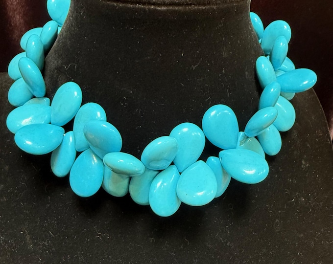 Choker Turquoise Magnesite Teardrop Necklace