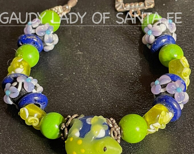 Frog Mojave Turquoise bracelet with Fancy Glass Beads