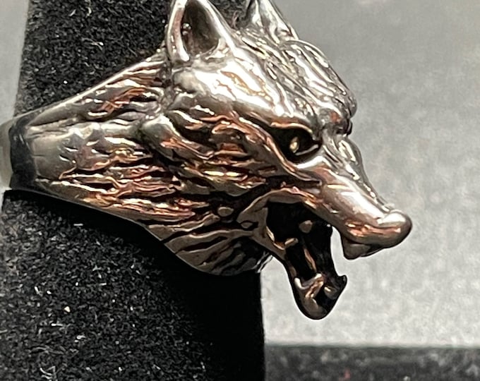 Sterling Silver Wolf Ring Go New Mexico Lobos