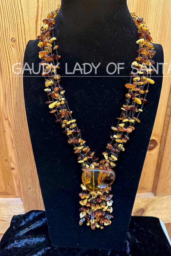 Vintage Amber Necklace Strand Butter and Cognac