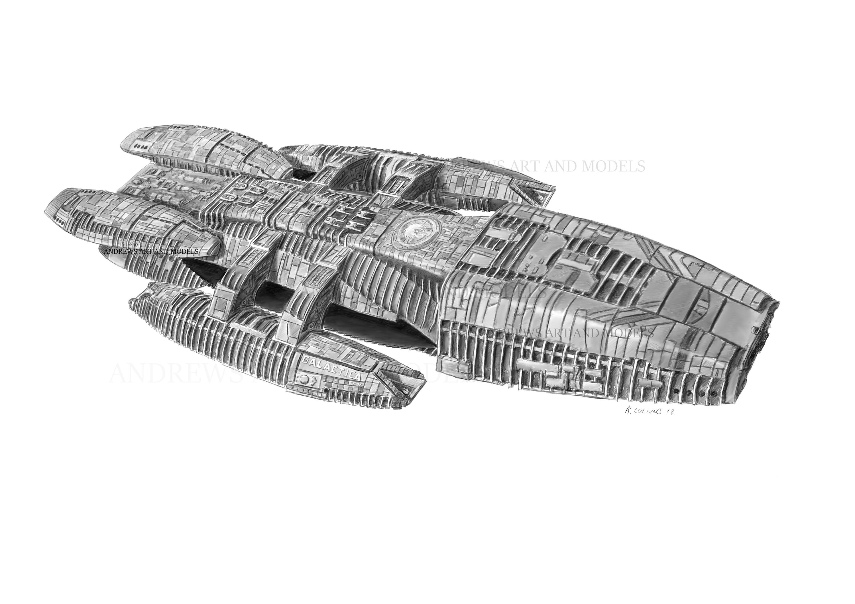 A4 artist print. Battlestar Galactica Sketch. The | Etsy