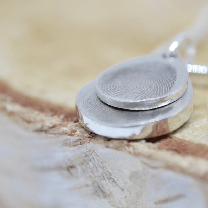 Double Fingerprint Teardrop Necklace
