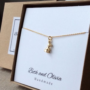 Gold Rabbit Charm Necklace, gifts for little girls, rabbit pendant necklace, rabbit necklace, bunny charm necklace, gifts under 20