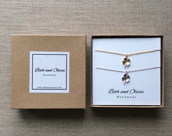 Clover Necklace Set, set of two clover necklaces, clover necklace gift set, Sisters present, Set of two necklaces, best friend jewelry