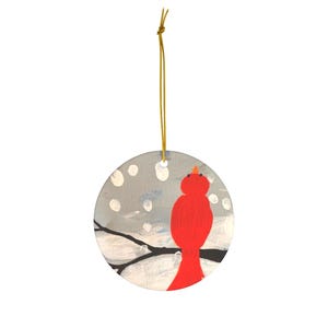 Red Bird in snow Ornament