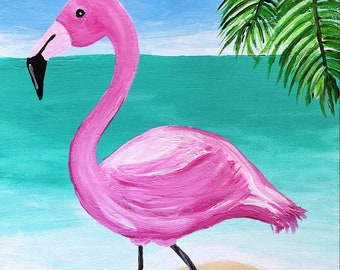 PRINT Flamingo on the beach