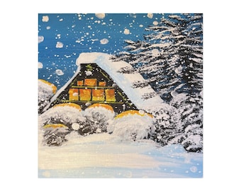 Snowy Cozy Chalet Magnet