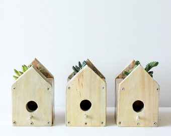 Wooden Birdhouse Planters