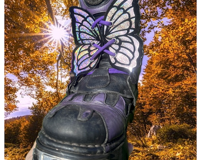 Butterfly Shoe Wings for Boots, Adult Fairy Skate Wings, Butterflies for Shoes. Large Leatherette Wings for Parties/Cosplaying and Festivals