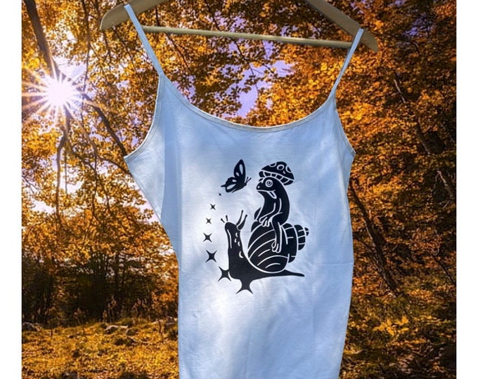 Trippy Frog Neon Print Clothing | Ladies Magic Mushroom Summer Festival Vest  | UV Reactive Snail Psychadelic Trance Design | Psy Clothing