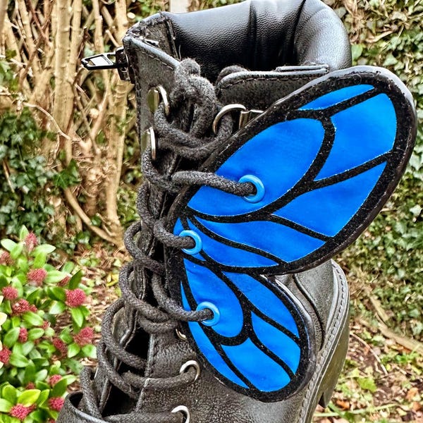 Butterfly Shoe Wings | Fairy Lace-on Boot Accessories | Electric blue