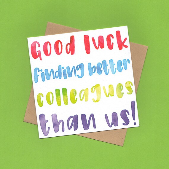 Carte De Depart Pour Collegue Ou Collegue Bonne Chance Etsy
