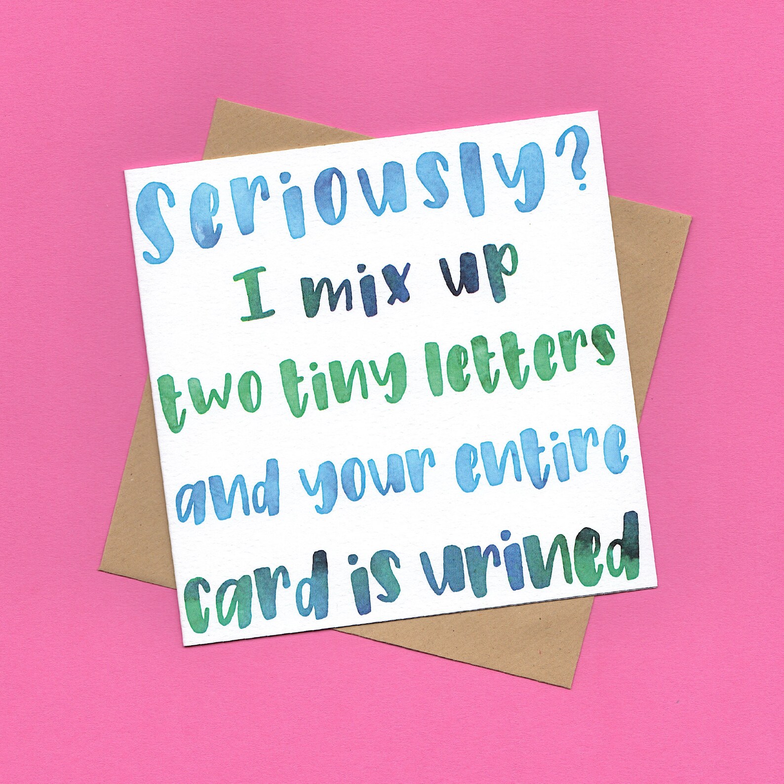 Funny Rude Greeting Card Entire Card is Urined Spelling Etsy UK