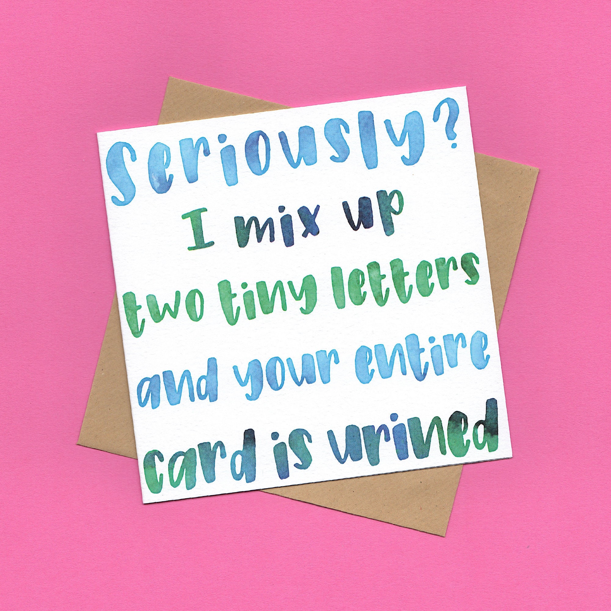 Funny Rude Greeting Card Entire Card is Urined Spelling Etsy UK