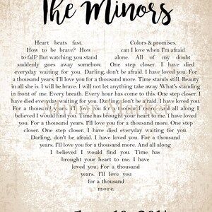 Christina Perri A Thousand Years Lyrics With Name And Etsy