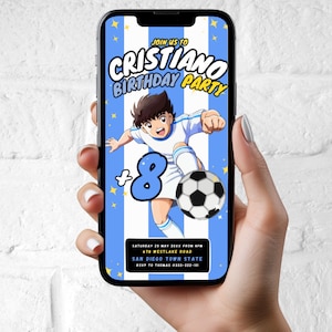Invito di compleanno a tema calcio modificabile, invito telefonico per festa di compleanno a tema calcio, modello modificabile, invito elettronico