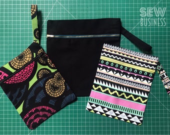 Simple Zipper Pouch PDF Sewing Pattern - Face Mask Storage Bags with Detachable Carry Loop - Two Sizes - Easy Beginner Sew