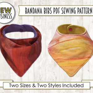 Bandana Bib PDF Sewing Pattern - Baby/Infant & Toddler Sizes - Flat or Cowl Neck/Slouch/Draped Design - Instant Download - Dribble/Drool Bib