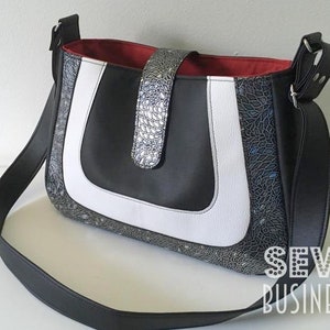 Handbag PDF Sewing Pattern - Momo Mod Bag - Instant Download - Medium Size Purse, Adjustable Strap, Internal Pockets & Zipper, Tab Closure