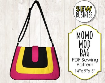 Patrón de costura PDF para bolso/monedero - Momo Mod Bag - Descarga instantánea - Tamaño mediano, correa ajustable, bolsillos internos y cremallera, cierre de pestaña