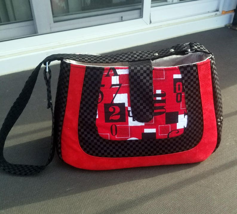 Handbag/Purse PDF Sewing Pattern Momo Mod Bag Instant Download Medium Size, Adjustable Strap, Internal Pockets & Zipper, Tab Closure image 7