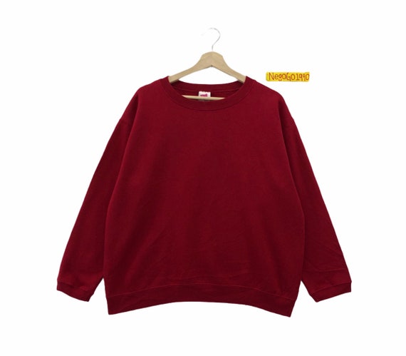 Rare Vintage Plain Red Sweatshirt Hanes 