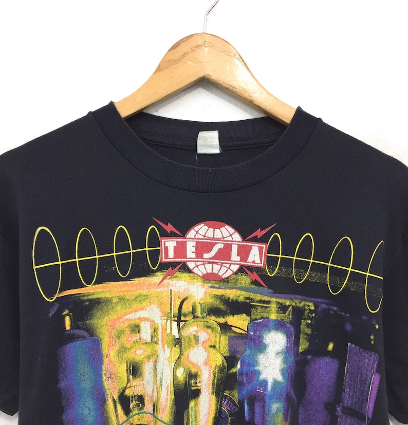 Rare Vintage 80s Tesla Band Tshirt Both Side Print Tesla Etsy