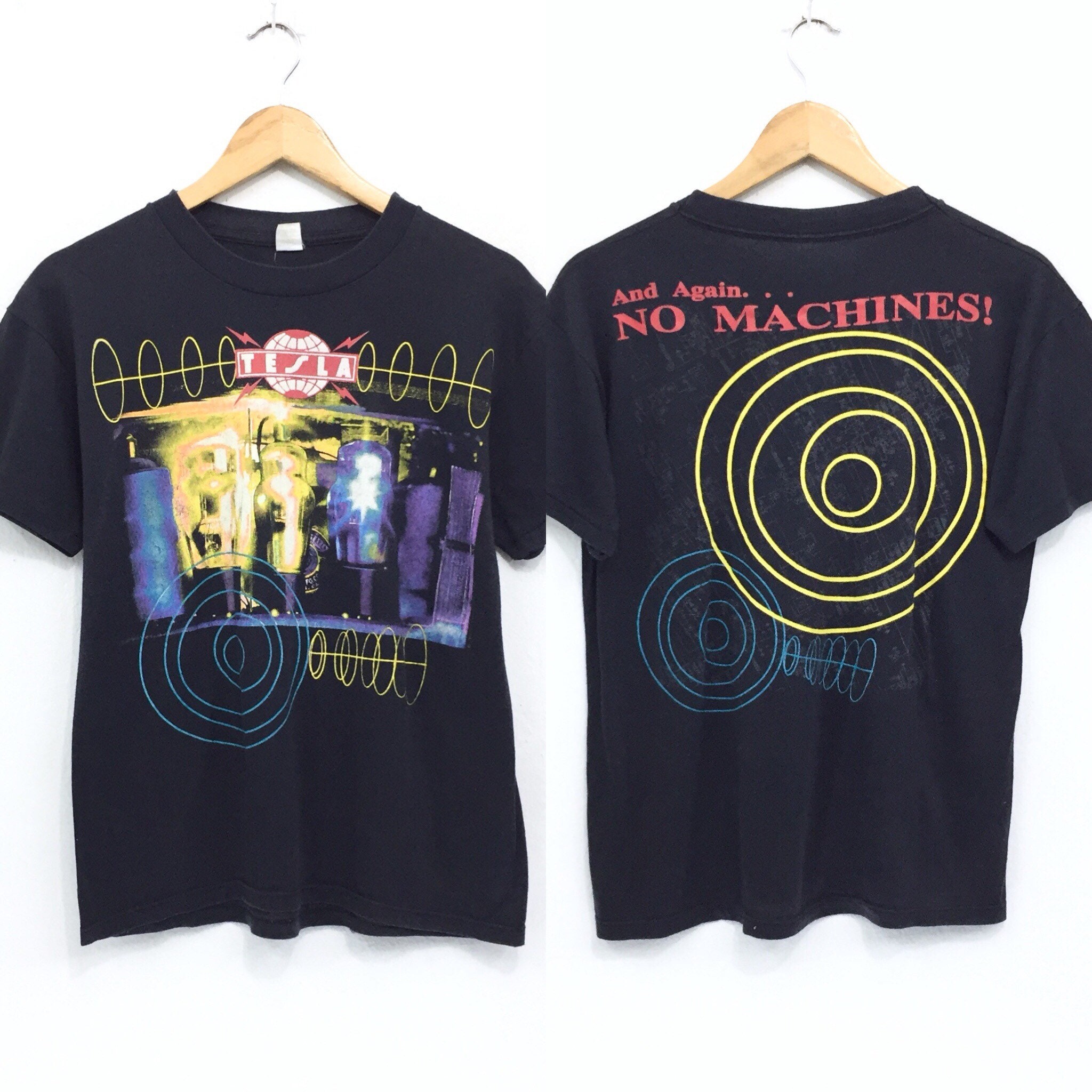 Rare Vintage 80s Tesla Band T-shirt Both Side Print Tesla - Etsy