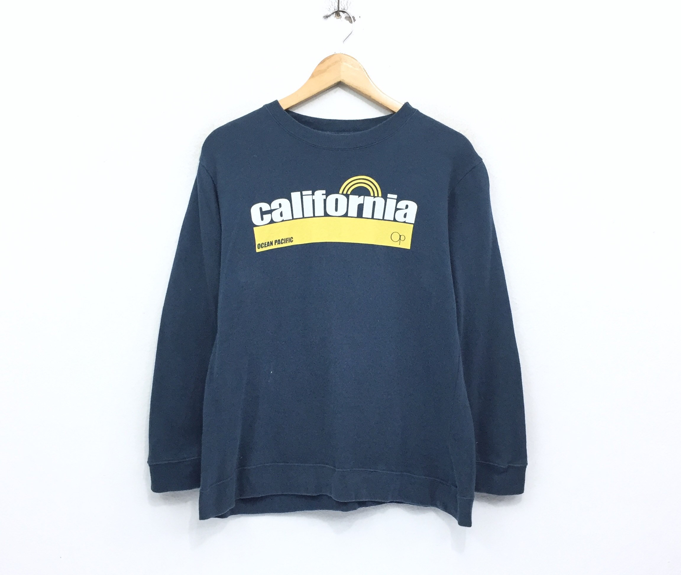 Vintage Ocean Pacific Big Logo SpellOut Crewneck Sweatshirts Pullover Jumper Large Size RARE!!