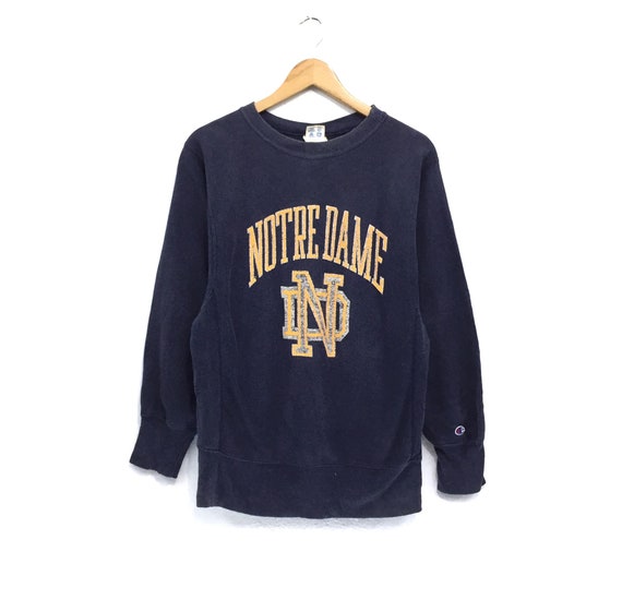 Vintage 90s Notre Dame Sweatshirt Jumper Notre Dame Crewneck Spell Outs Notre Dame Pullover Sweater XL Fits M Size