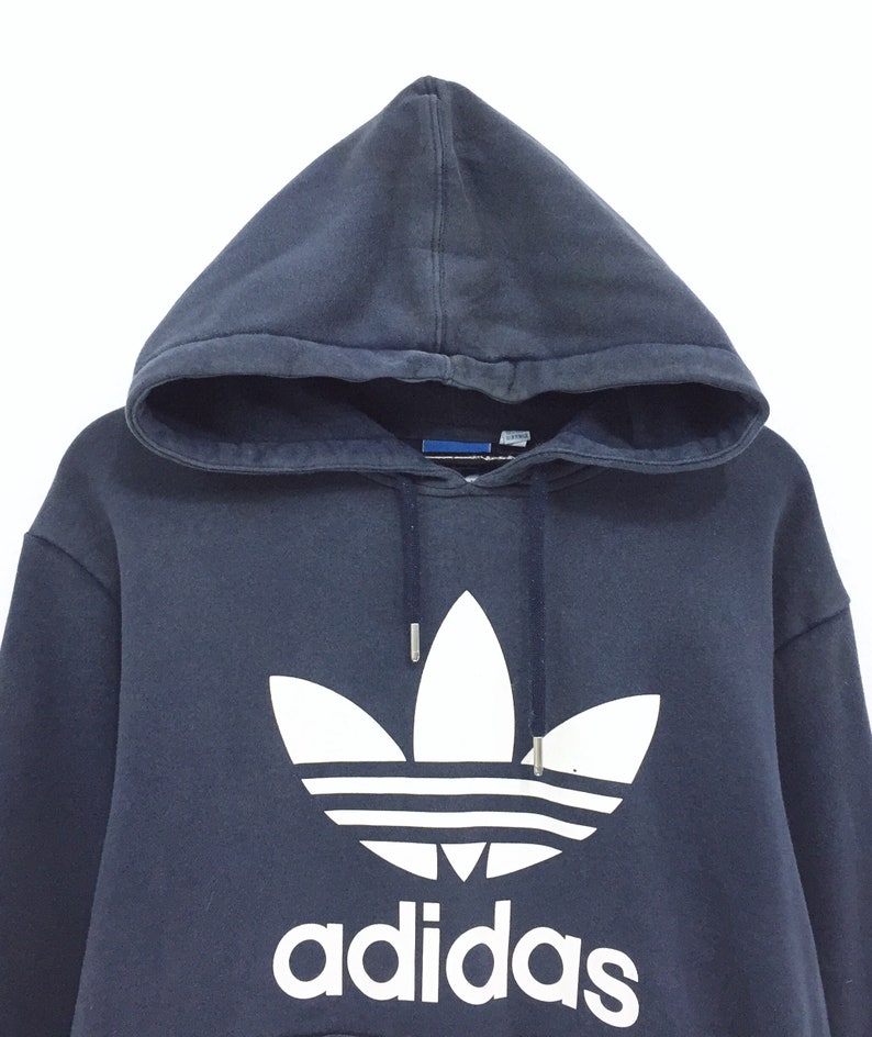 Rare Adidas Hooded Adidas Big Logo Print Trefoil Pullover - Etsy