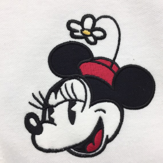 Rare!! Minnie Mouse Sweater Zipper Up Big Print Minni… Gem