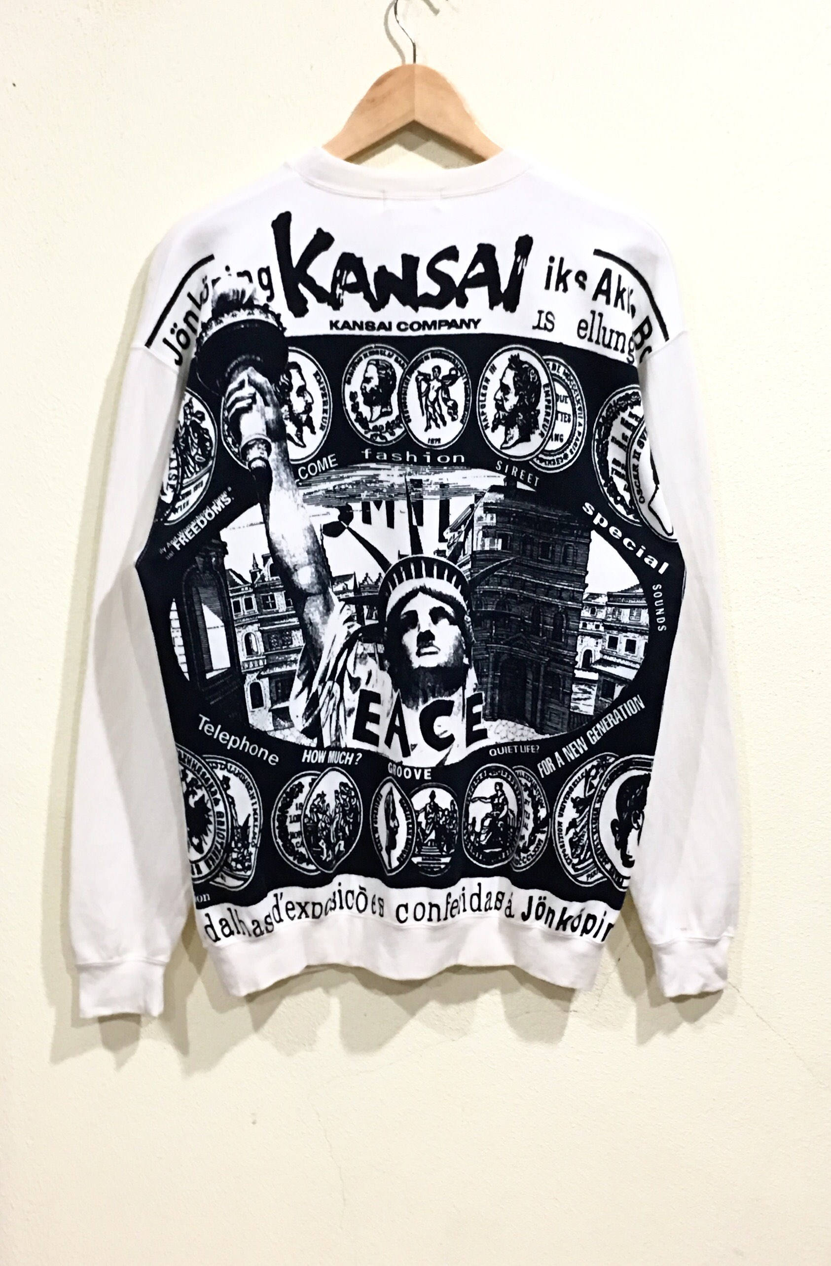 Vintage 80s Kansai 02 KANSAI YAMAMOTO Company Long Sleeve T-Shirts Crewneck  XL