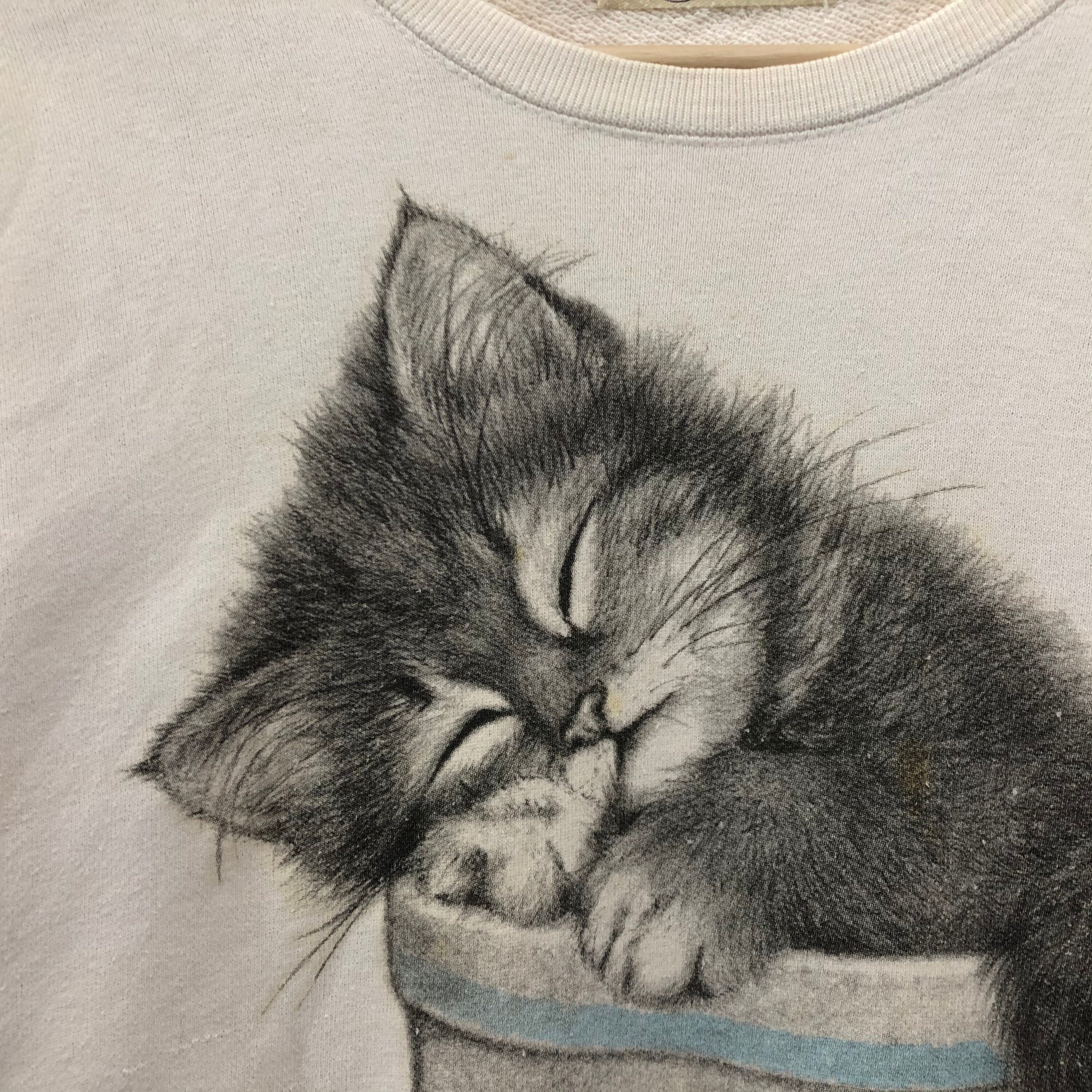 Rare!! Vintage Animal Cat Sweatshirt Big Logo Cat Animal Fauna Safari Pullover Jumper Cat Dog Pet