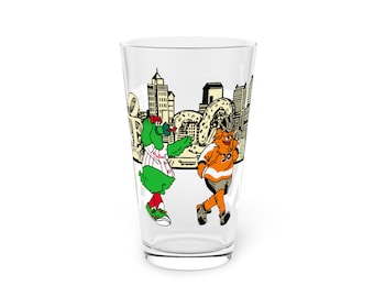 Philly Mascots Pint Glass, 16oz Philadelphia Sports