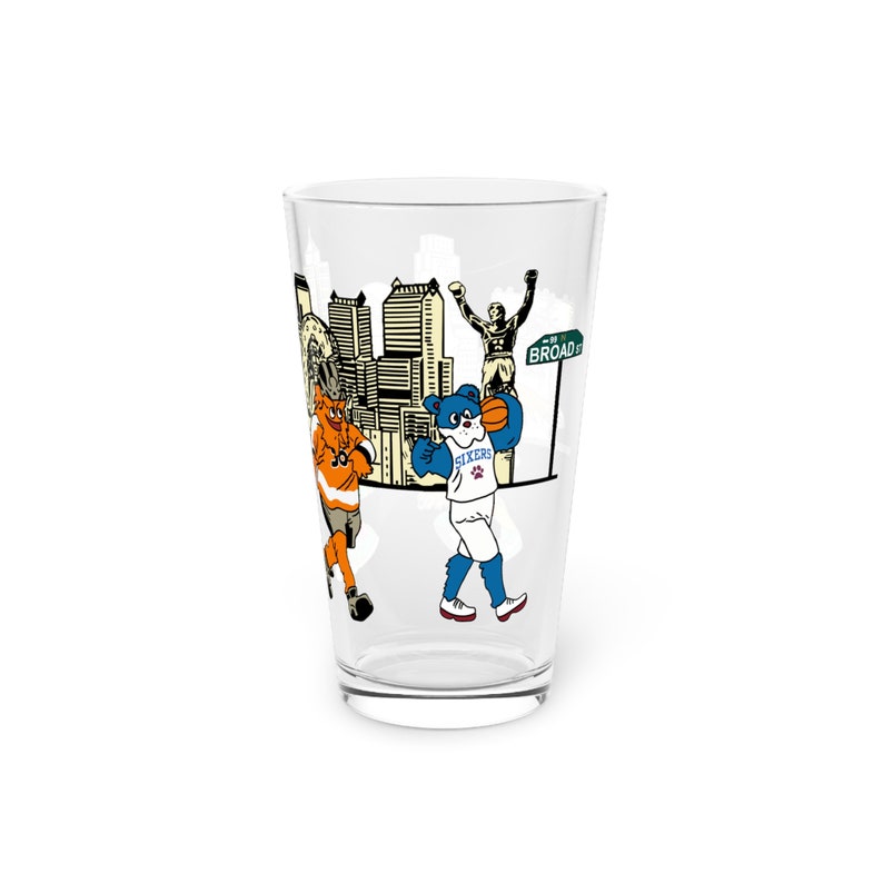 Copo de cerveja Philadelphia Mascots, 473ml (16oz) Philadelphia Sports imagem 3