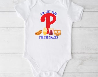 Here for the Snacks SVG PNG Philly Baseball Philadelphia Sports Ball Game Tee Bodysuit Kids Baby Gift