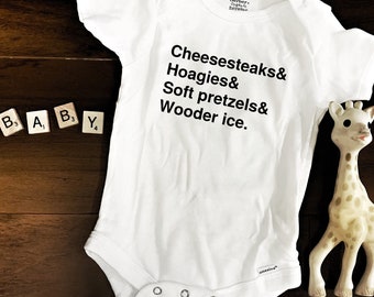 Cheesesteaks & Hoagies Soft Pretzels Wooder Ice Philly Baby bodysuit | Toddler Tee | Shower Gift | Gender Neutral